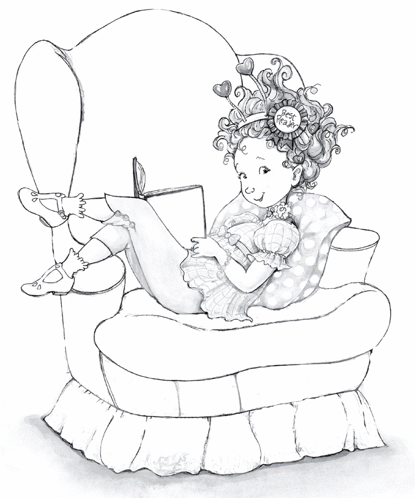 Girl reading on a cushioned chair