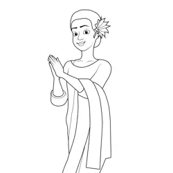 Black-and-white line drawing of a woman clapping