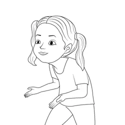 Black and white cartoon girl leaning forward sideways
