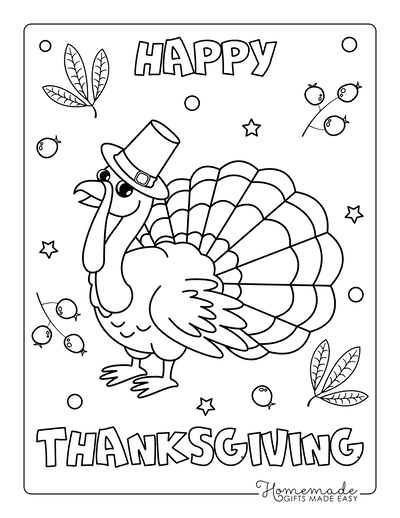 Turkey wearing a hat with happy thanksgiving text