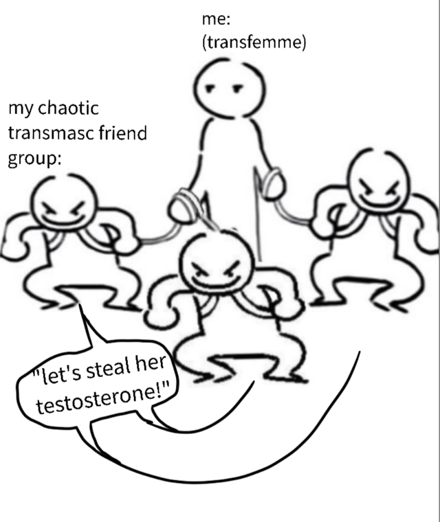 Cartoon of four figures holding hands with text captions