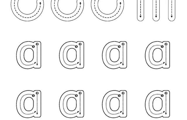 Lowercase letter tracing worksheet with c and a shapes