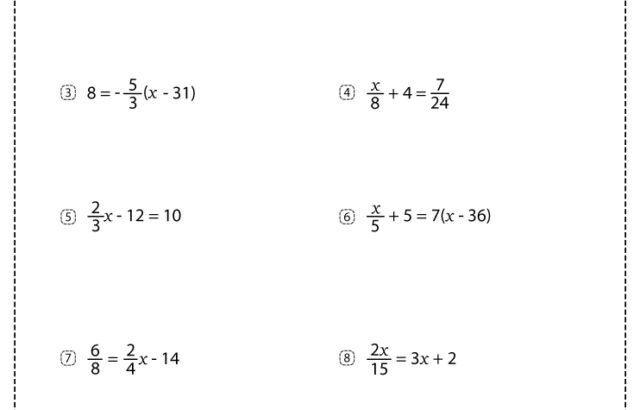 Math worksheet titled Two-Step Equations: Fractions