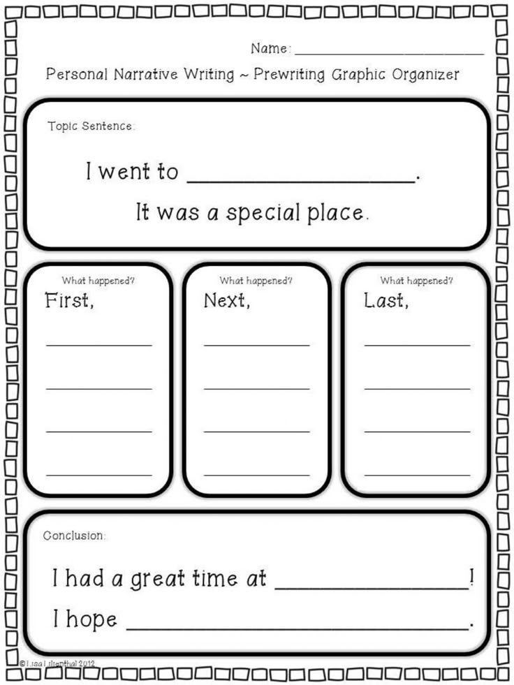 Personal narrative writing prewriting graphic organizer worksheet
