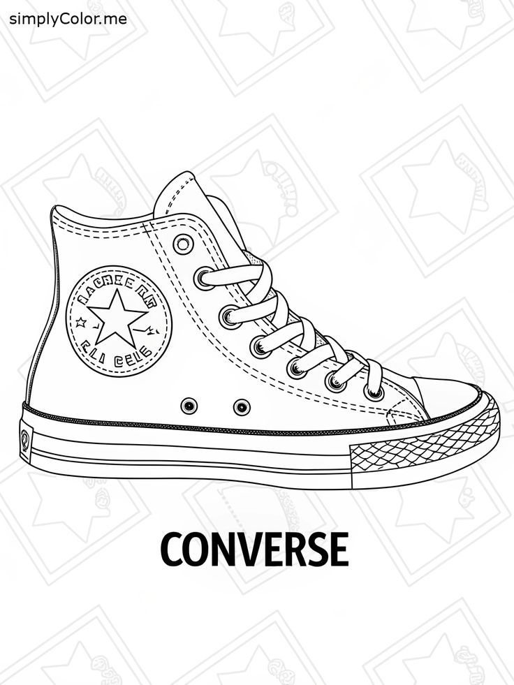 Black-and-white high-top sneaker illustration with Converse text