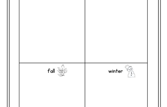 Seasons worksheet with four labeled blank boxes