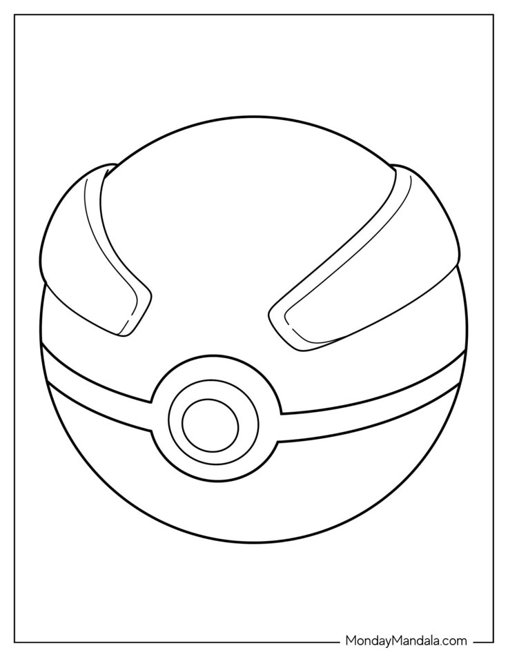 Outlined Poké Ball-style ball on white background