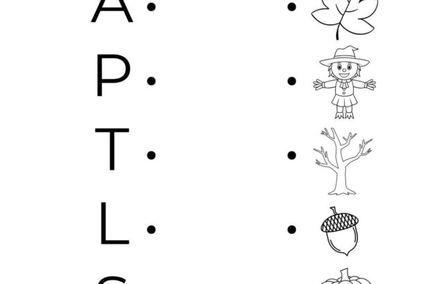 Letter matching worksheet with letters and pictures on white background