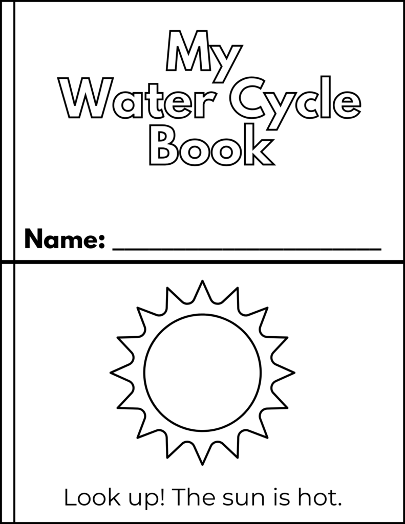 My Water Cycle Book cover with sun outline and name line