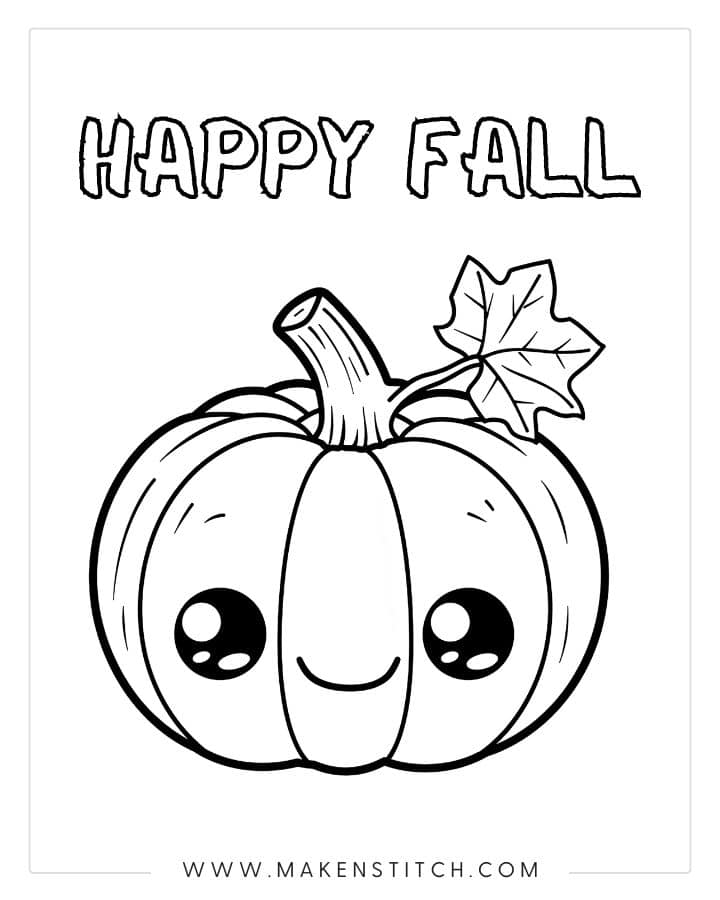 Cute pumpkin with “Happy Fall” text
