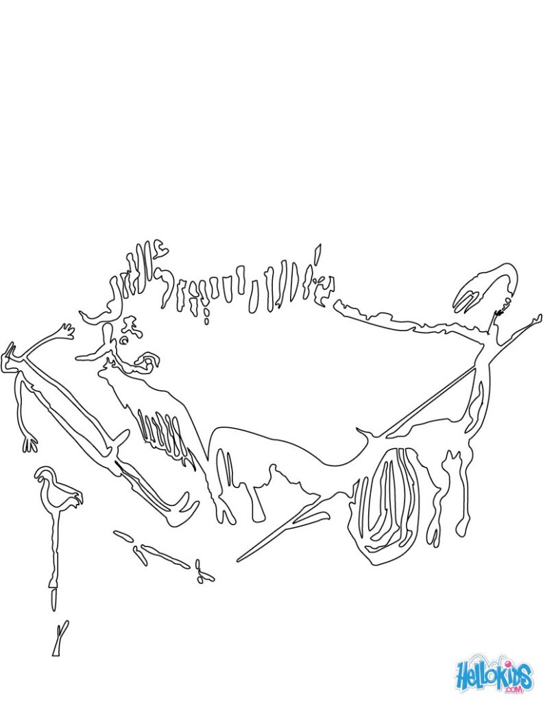 Abstract line drawing of animals and birds