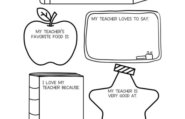 Black-and-white teacher appreciation worksheet with labeled blanks