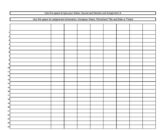Blank worksheet grid with numbered rows and header lines