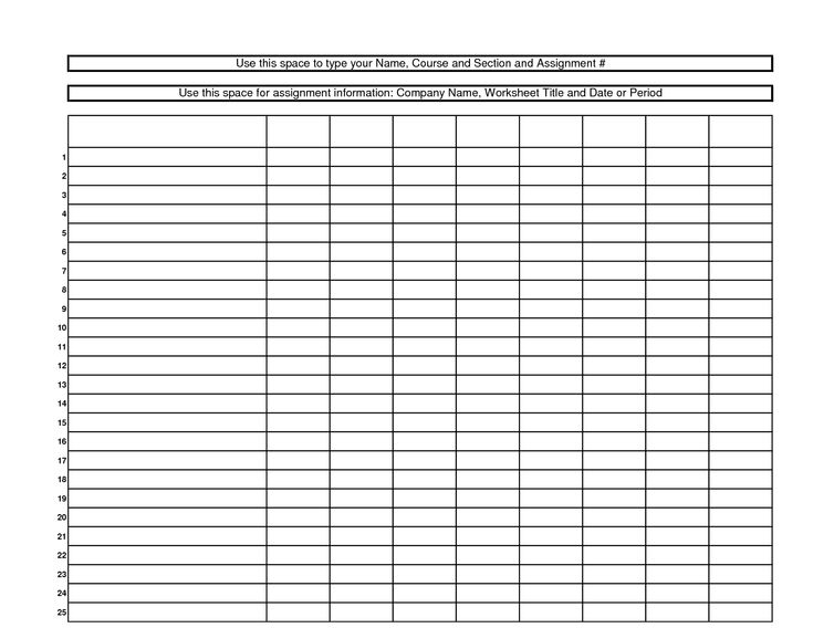 Blank worksheet grid with numbered rows and header lines