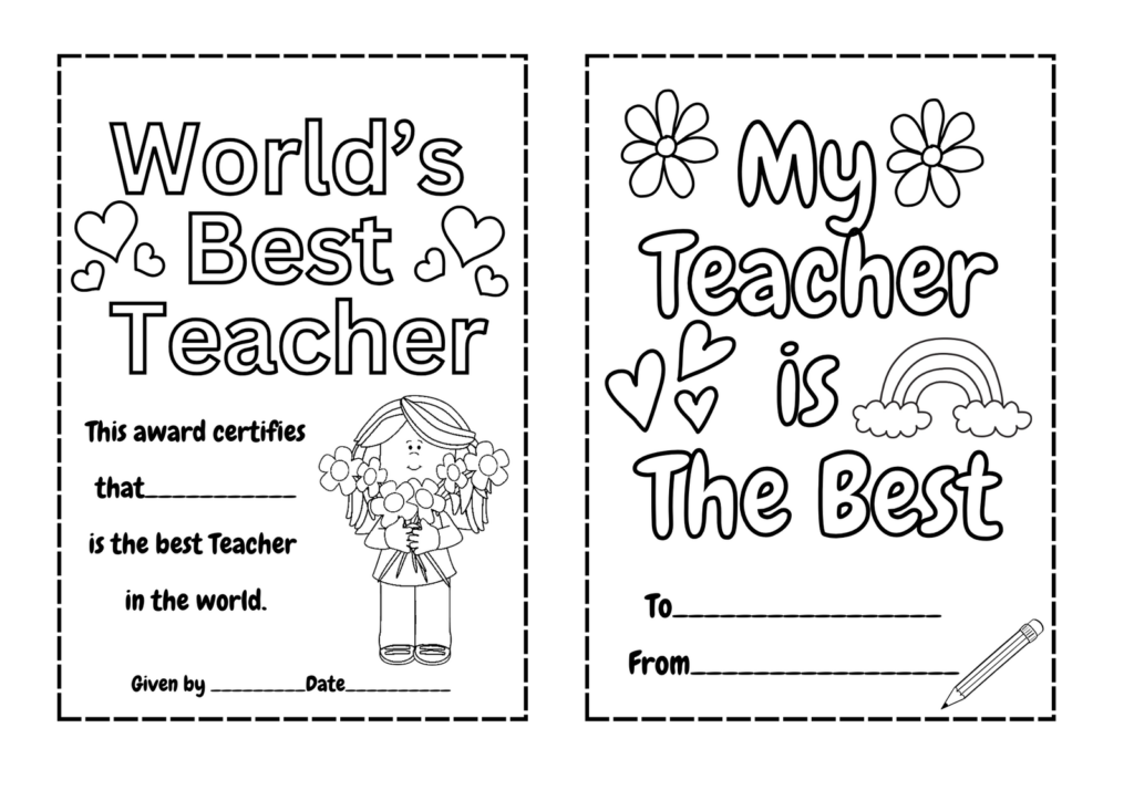 Two black-and-white teacher appreciation certificate printables side by side