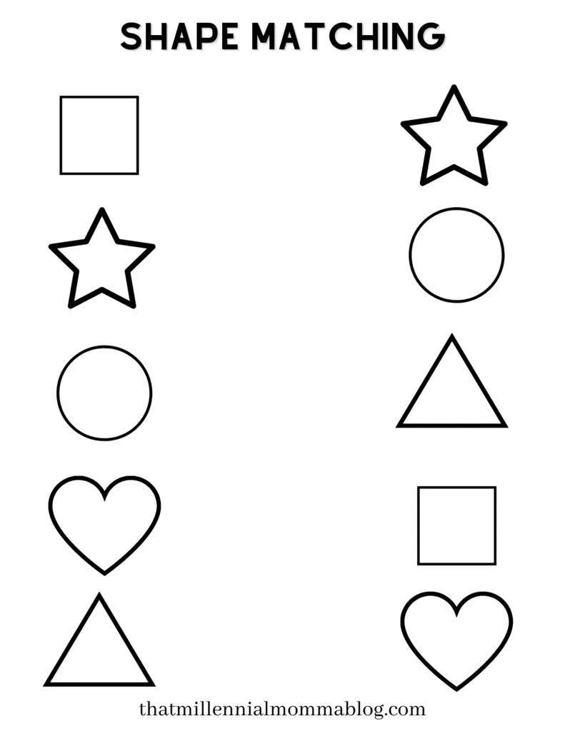 Shape matching worksheet with outlined geometric figures and title