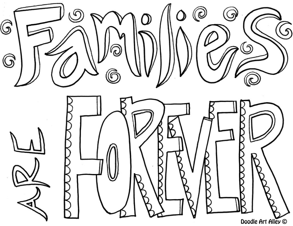 Family forever doodle art with decorative text