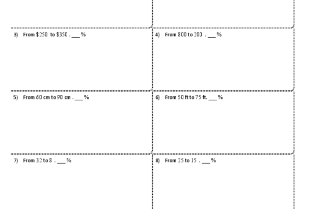 Percent of change math worksheet with ten problems