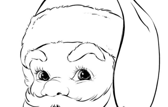 Santa face drawing with text and website URL