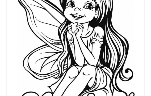 Black-and-white fairy girl sitting with the word Magical