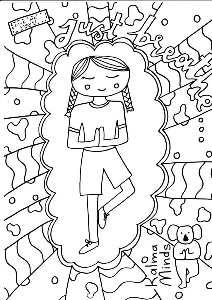 Girl in cloud frame with handwritten positive words