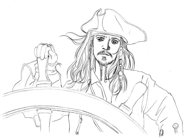 Black-and-white drawing of a pirate steering wheel