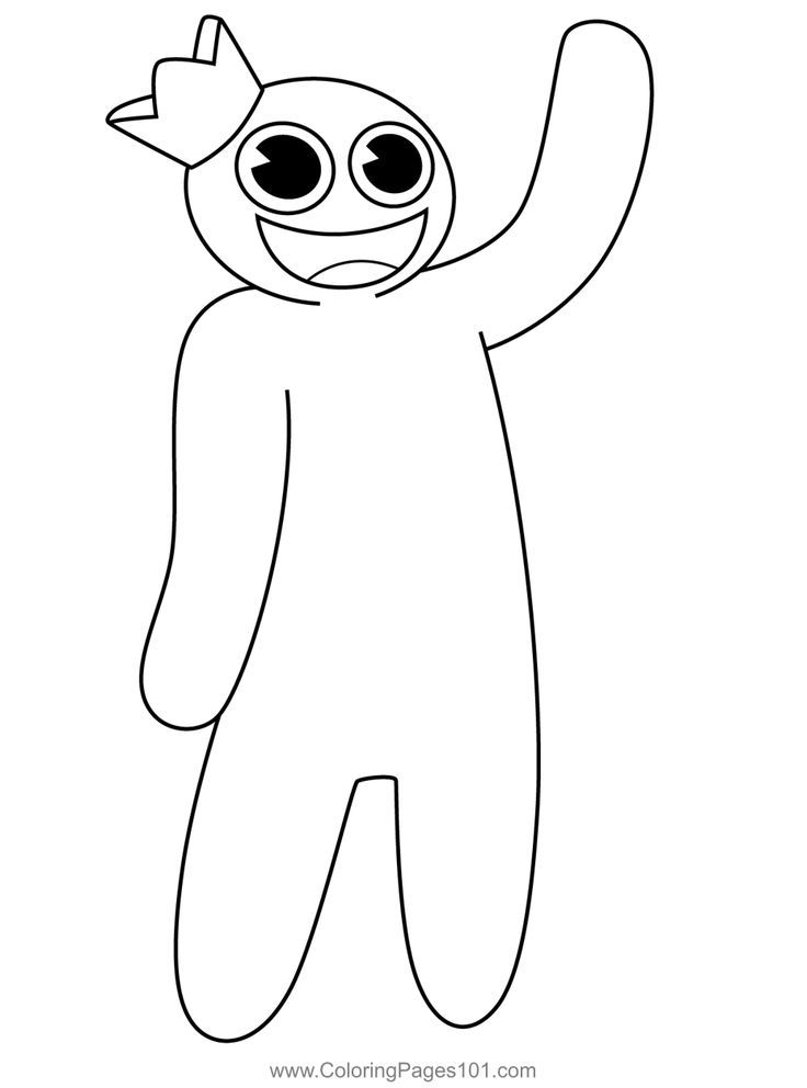 Cartoon character waving with crown and big eyes