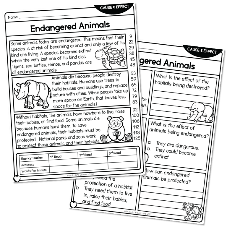 Two endangered animals worksheets overlapping on white background