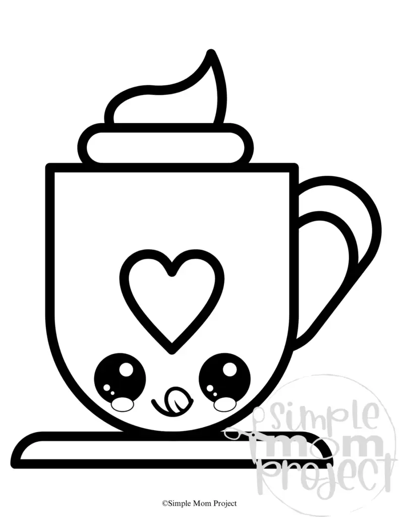Cute mug with whipped cream and heart face