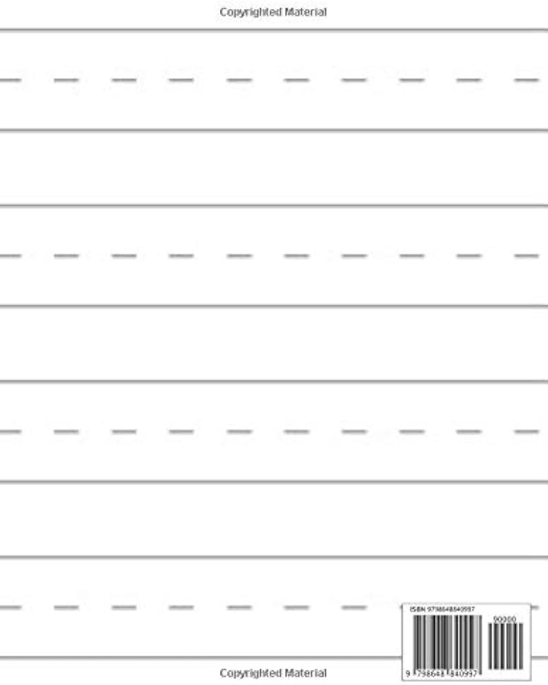 Blank lined writing paper with dashed guide lines