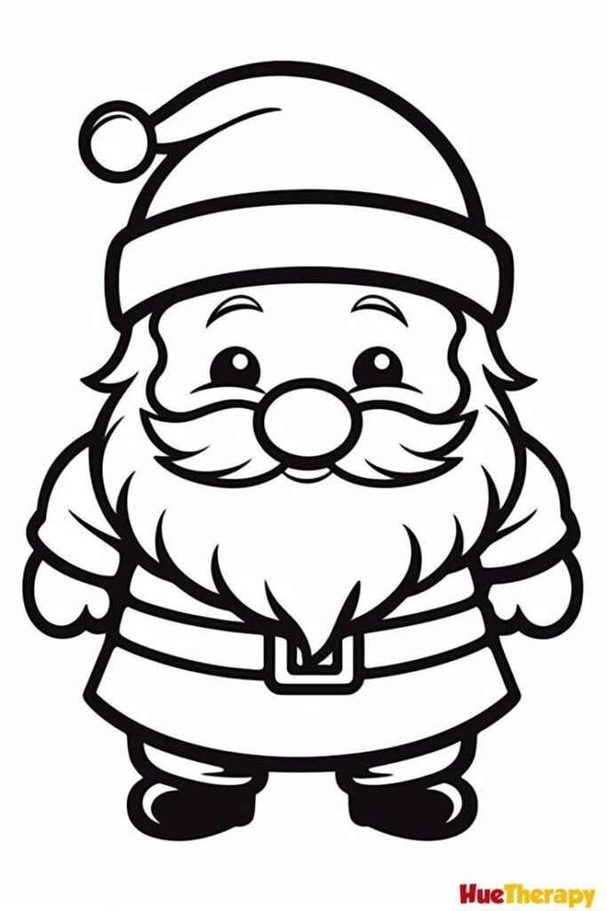 Cartoon Santa Claus coloring page with white background