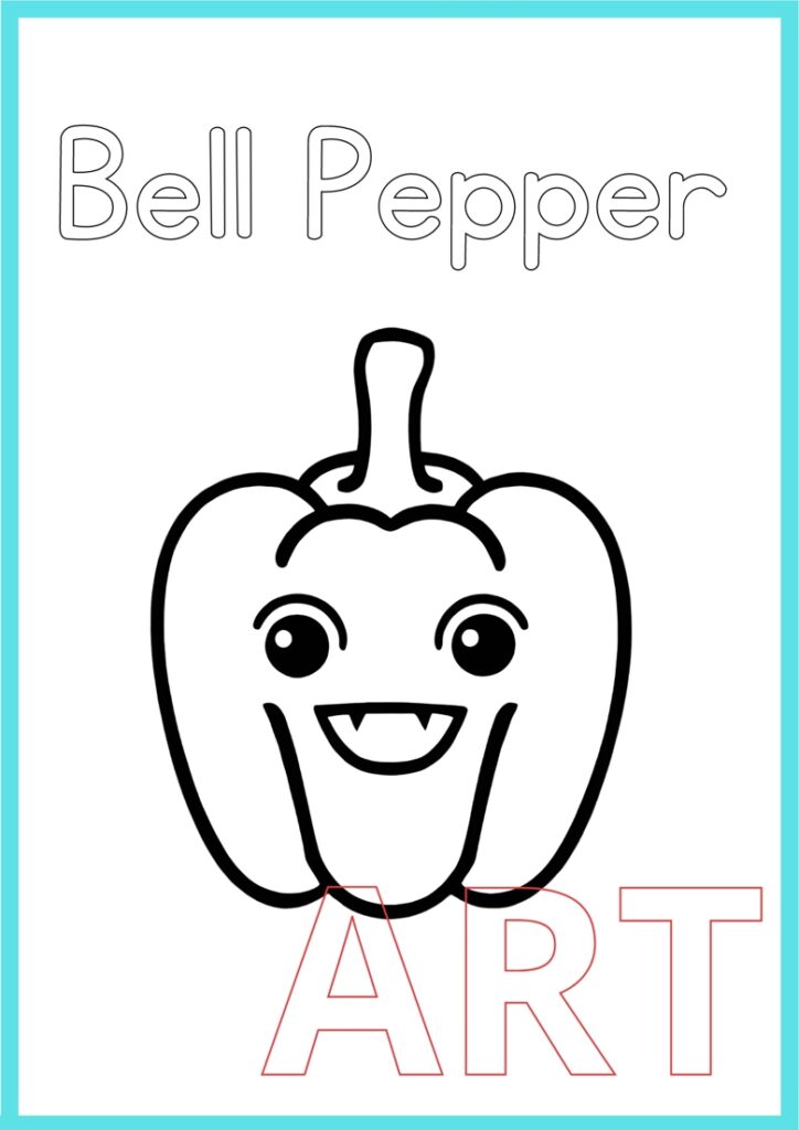 Bell pepper cartoon face with text