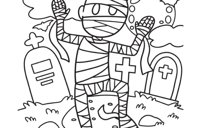 Mummy with tombstones and Halloween-themed music joke text