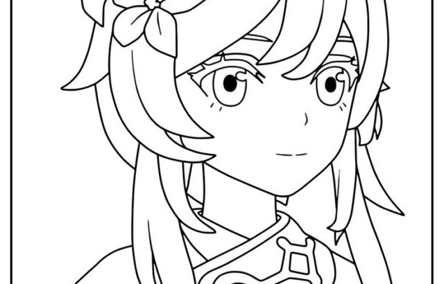 Anime-style girl portrait in black-and-white line art