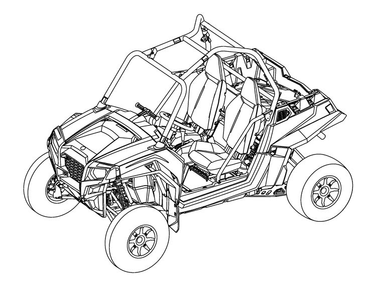 Line drawing of an off-road dune buggy vehicle