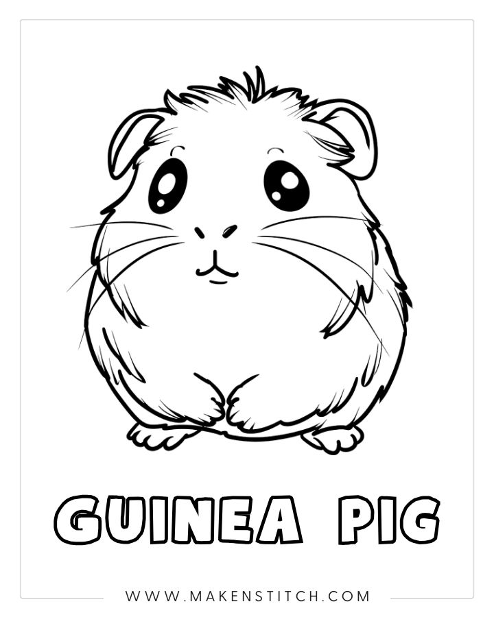 Cartoon guinea pig with “GUINEA PIG” text below