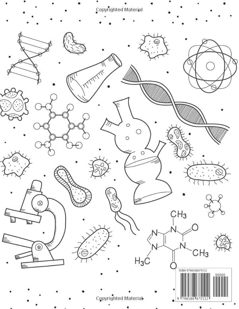 Science doodles with microscope, DNA, cells, and molecules
