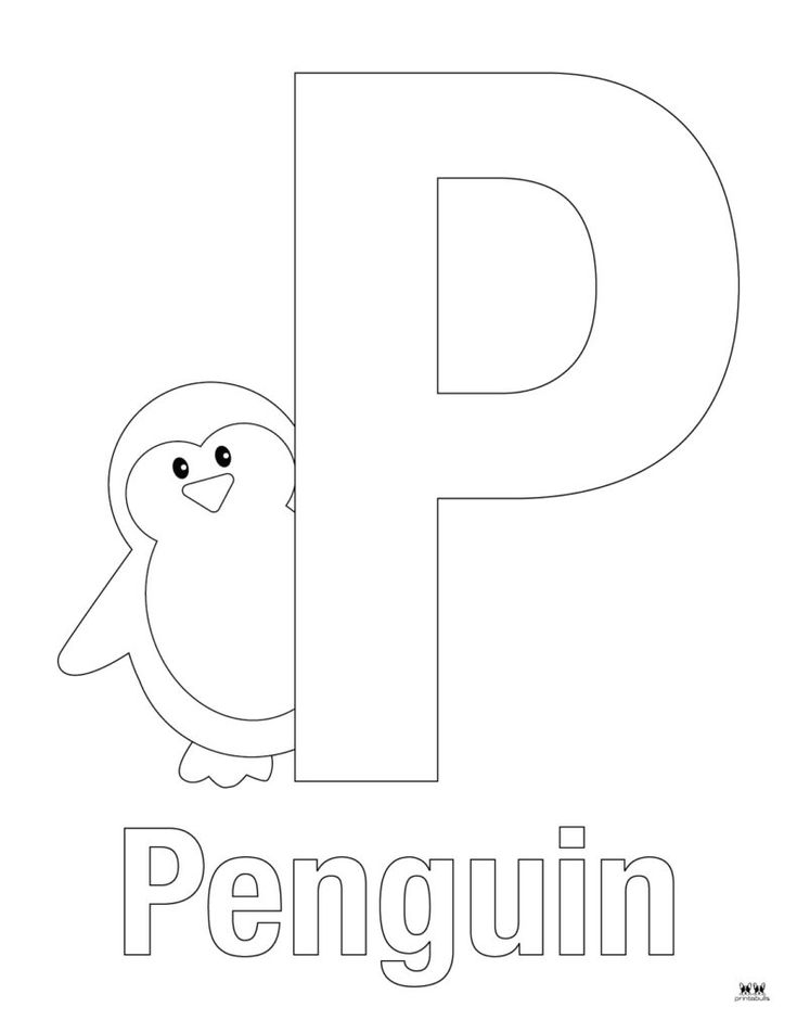 Letter P with cartoon penguin and the word Penguin