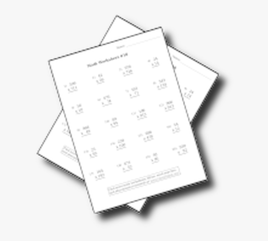 Three overlapping math worksheets on white background