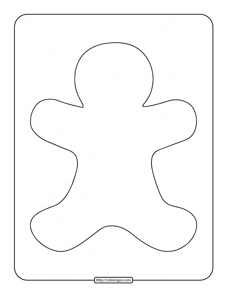 Outlined gingerbread man shape inside rounded rectangle