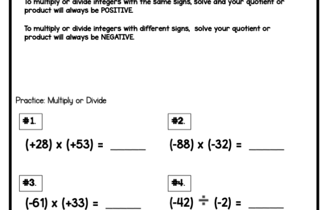 Integer multiplication and division worksheet page 5