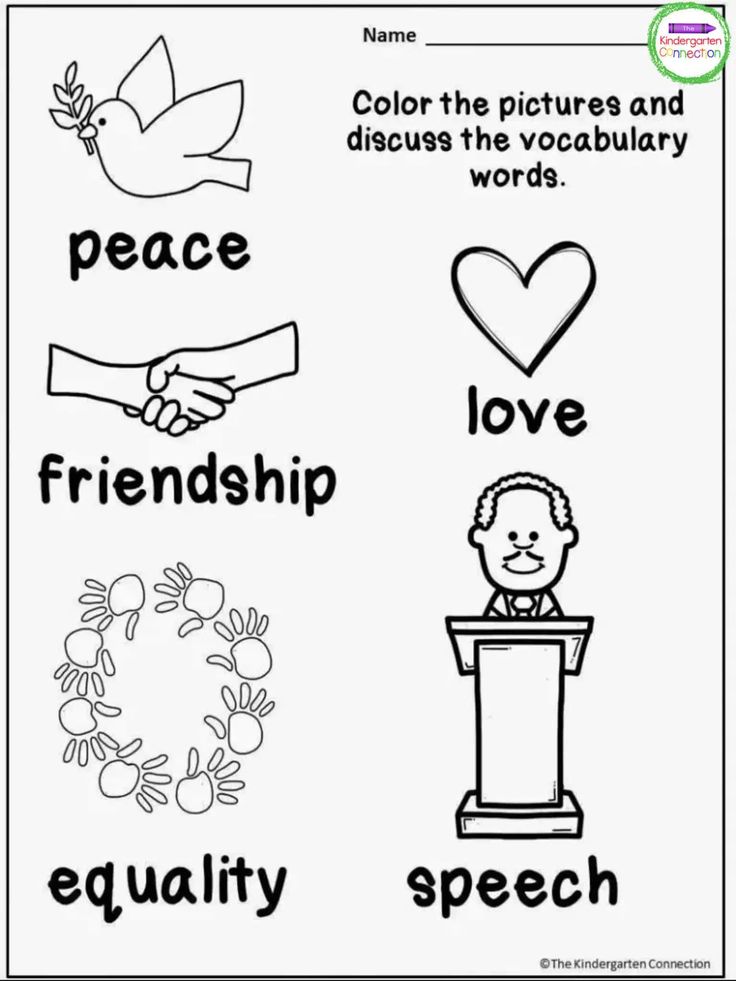 Worksheet with peace, love, friendship, equality, speech icons