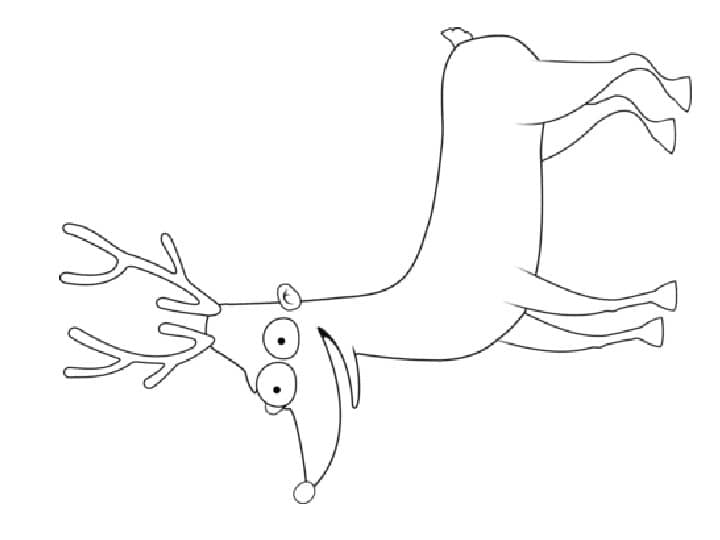 Upside-down reindeer line drawing on white background