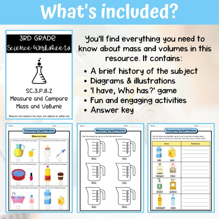 Third grade science worksheets preview with diagrams and activities
