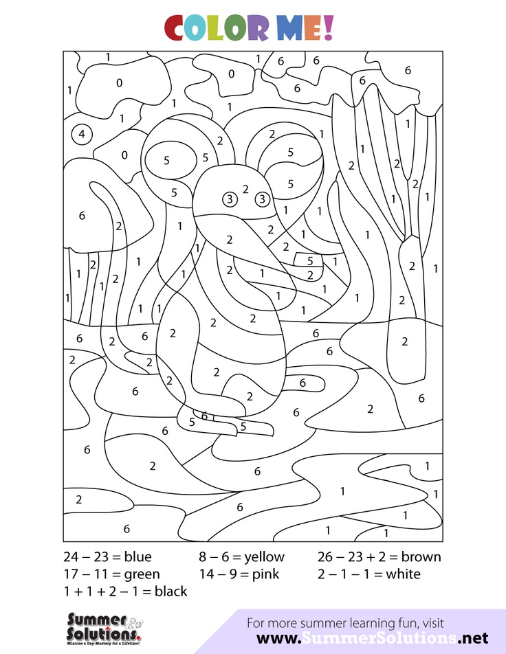 Color-by-number parrot worksheet with summer solutions text