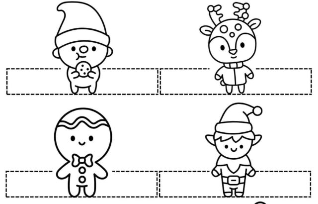 Christmas finger puppets worksheet with eight characters
