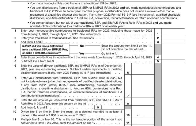 IRS Form 8606 for nondeductible IRAs
