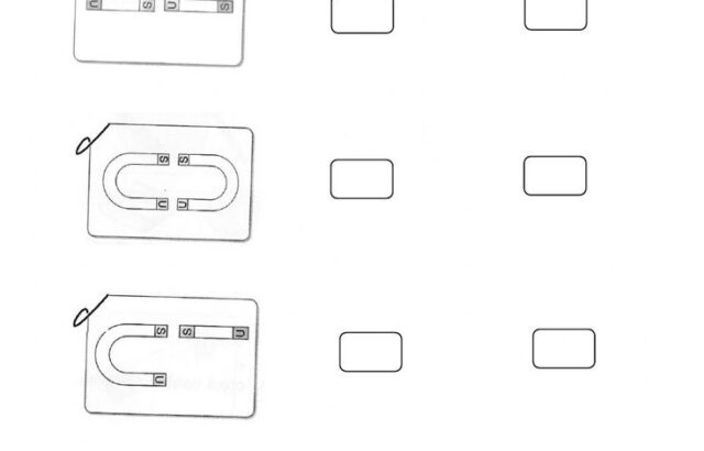 Magnetic attraction worksheet with diagrams and checkboxes