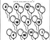 Balloon number worksheet with missing numbers