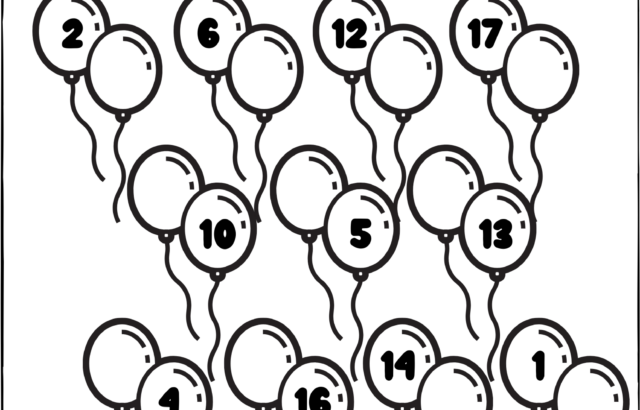 Balloon number worksheet with missing numbers